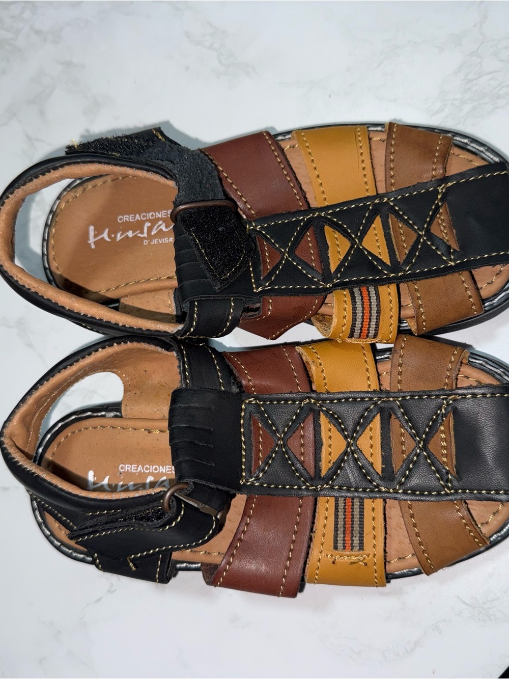Creaciones Kinsa Kids Multi-Color Leather Fisherman Sandals